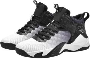 Men's Breathable Lace-Up Basketball Shoes – High-Top Training & Competition Sneakers with Cushioned Shock Absorption