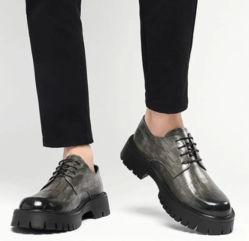 Men's Breathable Leather Wingtip Brogue Oxfords Modern Leather Business Casual Scale Pattern Comfort Formal Shoes Comfortable Round Toe Lace Up Loafers