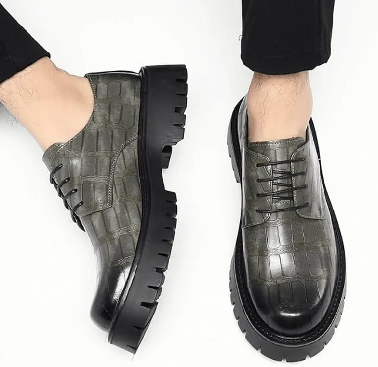 Men's Breathable Leather Wingtip Brogue Oxfords Modern Leather Business Casual Scale Pattern Comfort Formal Shoes Comfortable Round Toe Lace Up Loafers