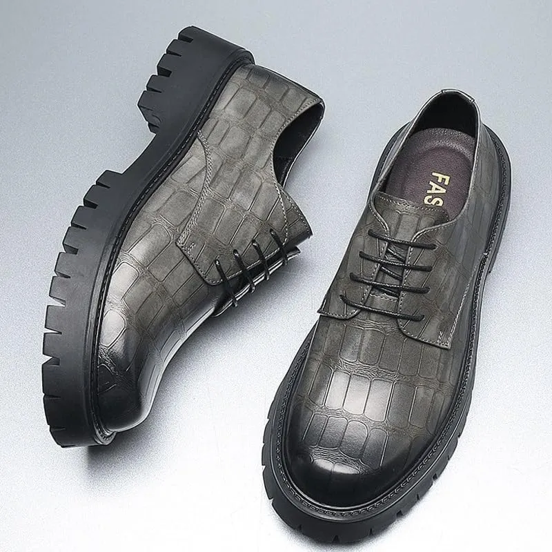Men's Breathable Leather Wingtip Brogue Oxfords Modern Leather Business Casual Scale Pattern Comfort Formal Shoes Comfortable Round Toe Lace Up Loafers