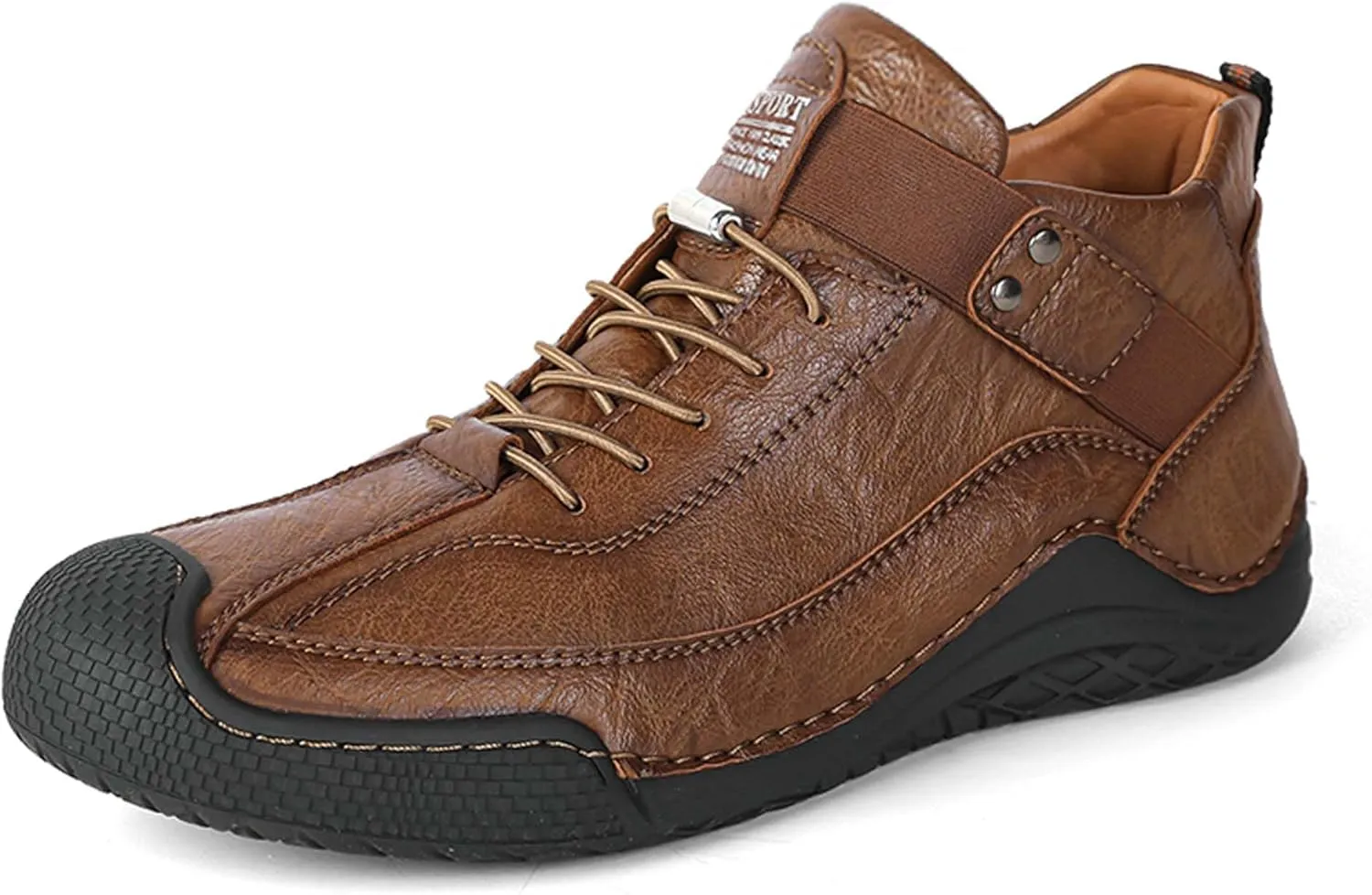 Men's Casual Loafers-Vintage Hand-stitched Leather Shoes-Classic Lace-up Business Office Shoes-Breathable Anti-slip Casual Walking Shoes-Outdoor Sports Shoes