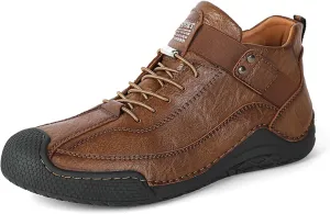 Men's Casual Loafers-Vintage Hand-stitched Leather Shoes-Classic Lace-up Business Office Shoes-Breathable Anti-slip Casual Walking Shoes-Outdoor Sports Shoes