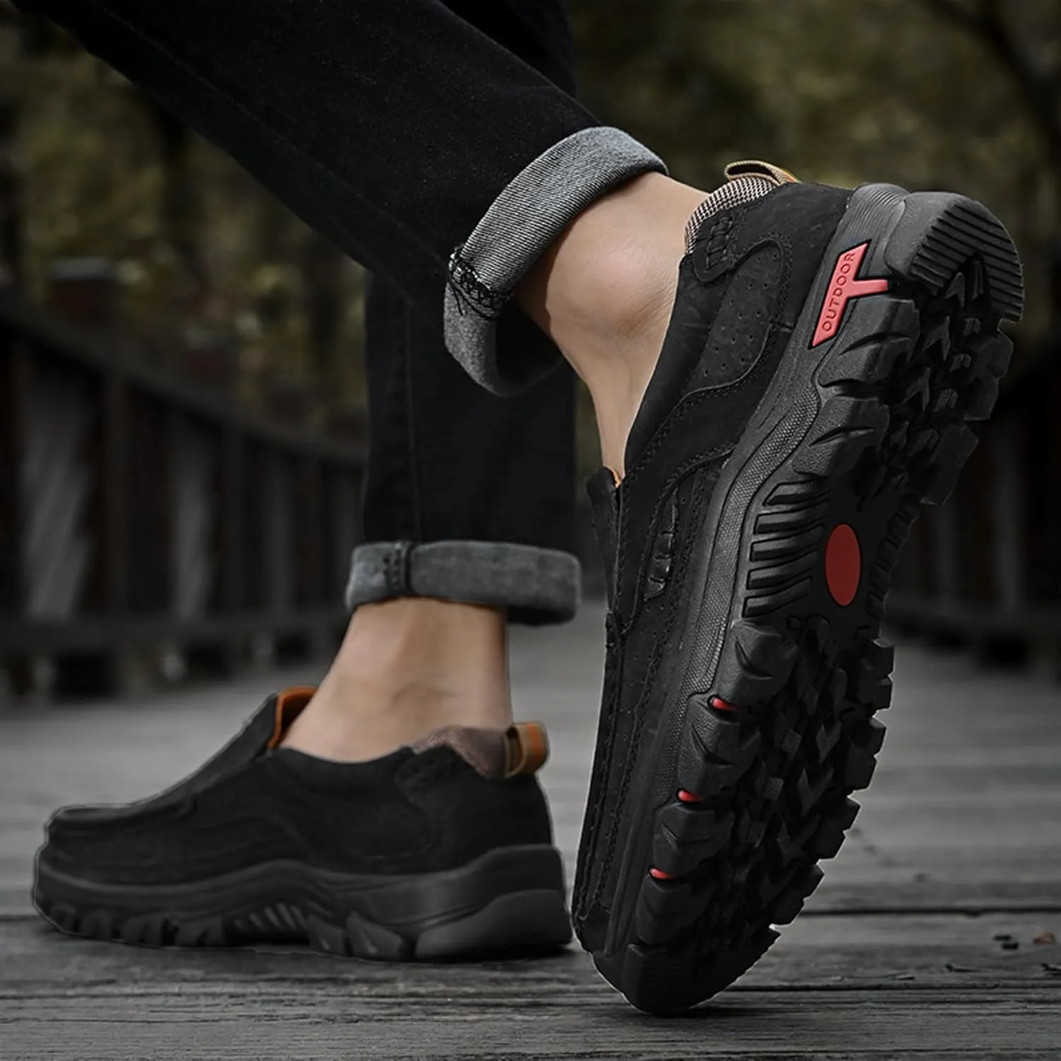 Men's Casual Walking Sneakers Classic Leather Shoes Comfortable Breathable Casual Shoes Vintage Loafers Outdoor Walking Non-Slip Men's Shoes