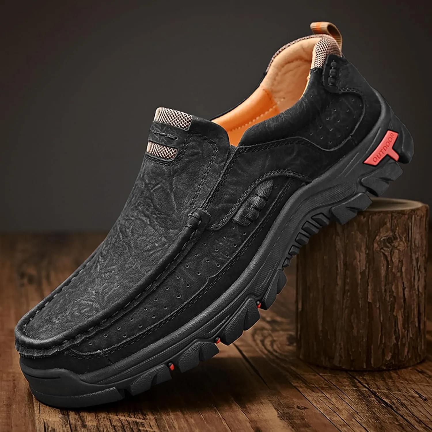 Men's Casual Walking Sneakers Classic Leather Shoes Comfortable Breathable Casual Shoes Vintage Loafers Outdoor Walking Non-Slip Men's Shoes