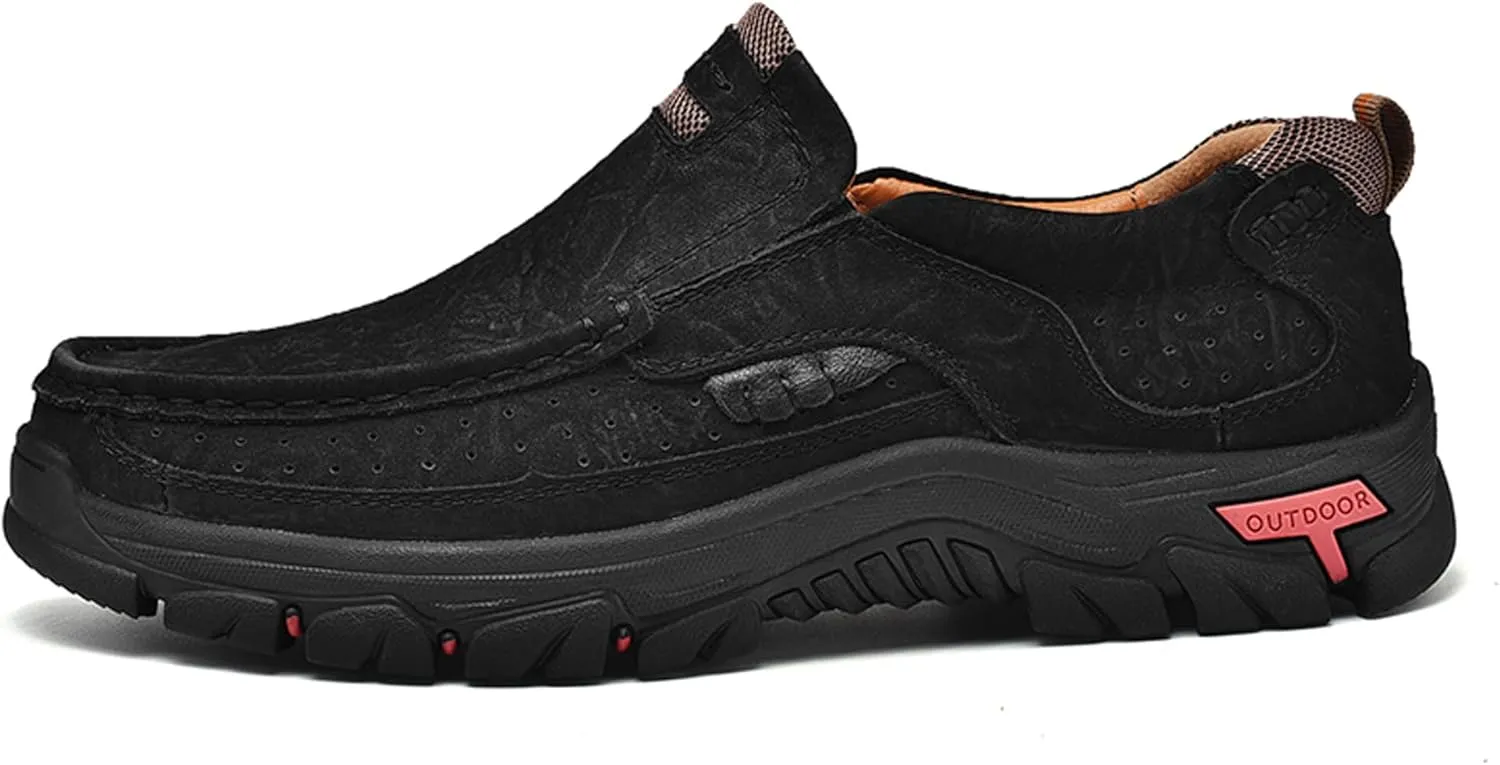 Men's Casual Walking Sneakers Classic Leather Shoes Comfortable Breathable Casual Shoes Vintage Loafers Outdoor Walking Non-Slip Men's Shoes