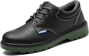 Men's Lace-Up Safety Steel Toe Anti-Puncture Anti Kick Anti-Collision Chef Oil Resistant Work Shoes, Anti-Smash Waterproof Non Slip Restaurant Service Shoes, for Garden, Nurse, Kitchen