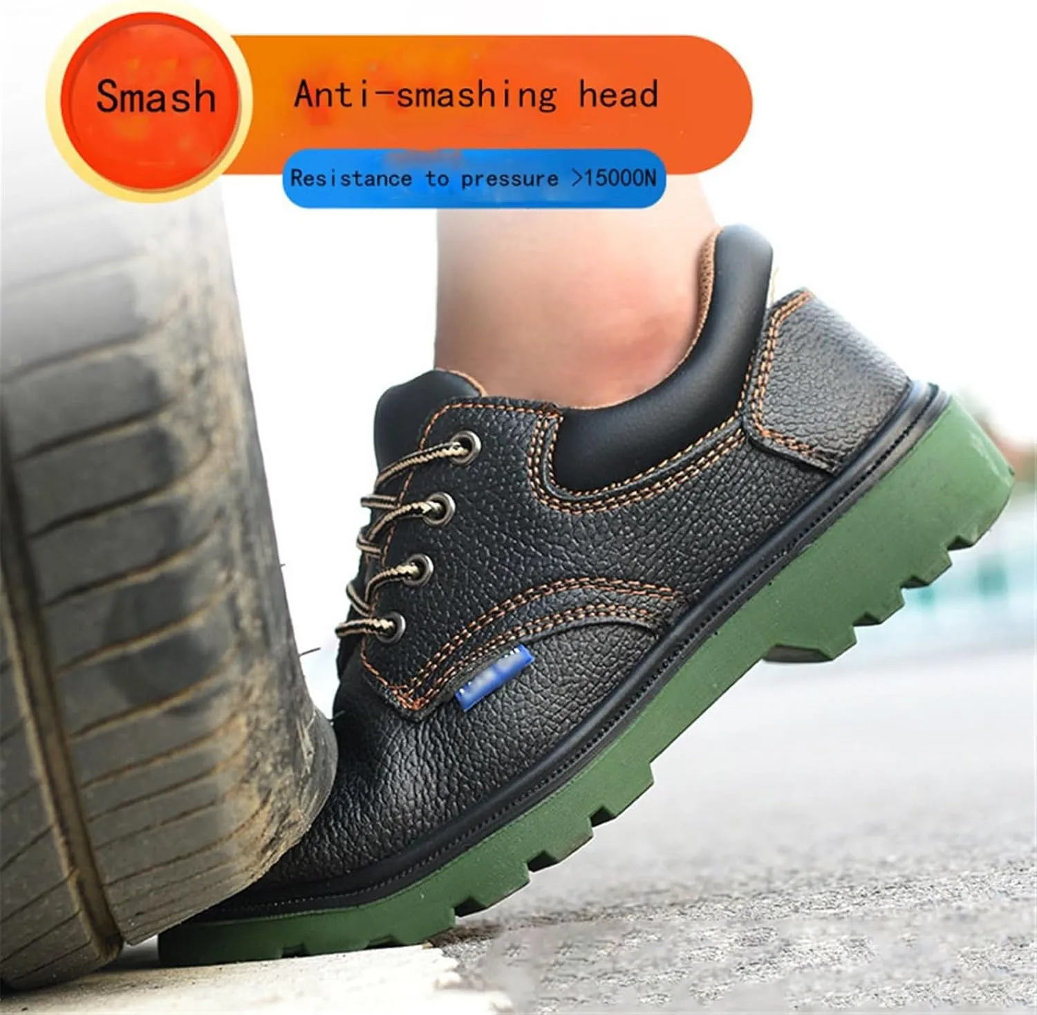 Men's Lace-Up Safety Steel Toe Anti-Puncture Anti Kick Anti-Collision Chef Oil Resistant Work Shoes, Anti-Smash Waterproof Non Slip Restaurant Service Shoes, for Garden, Nurse, Kitchen