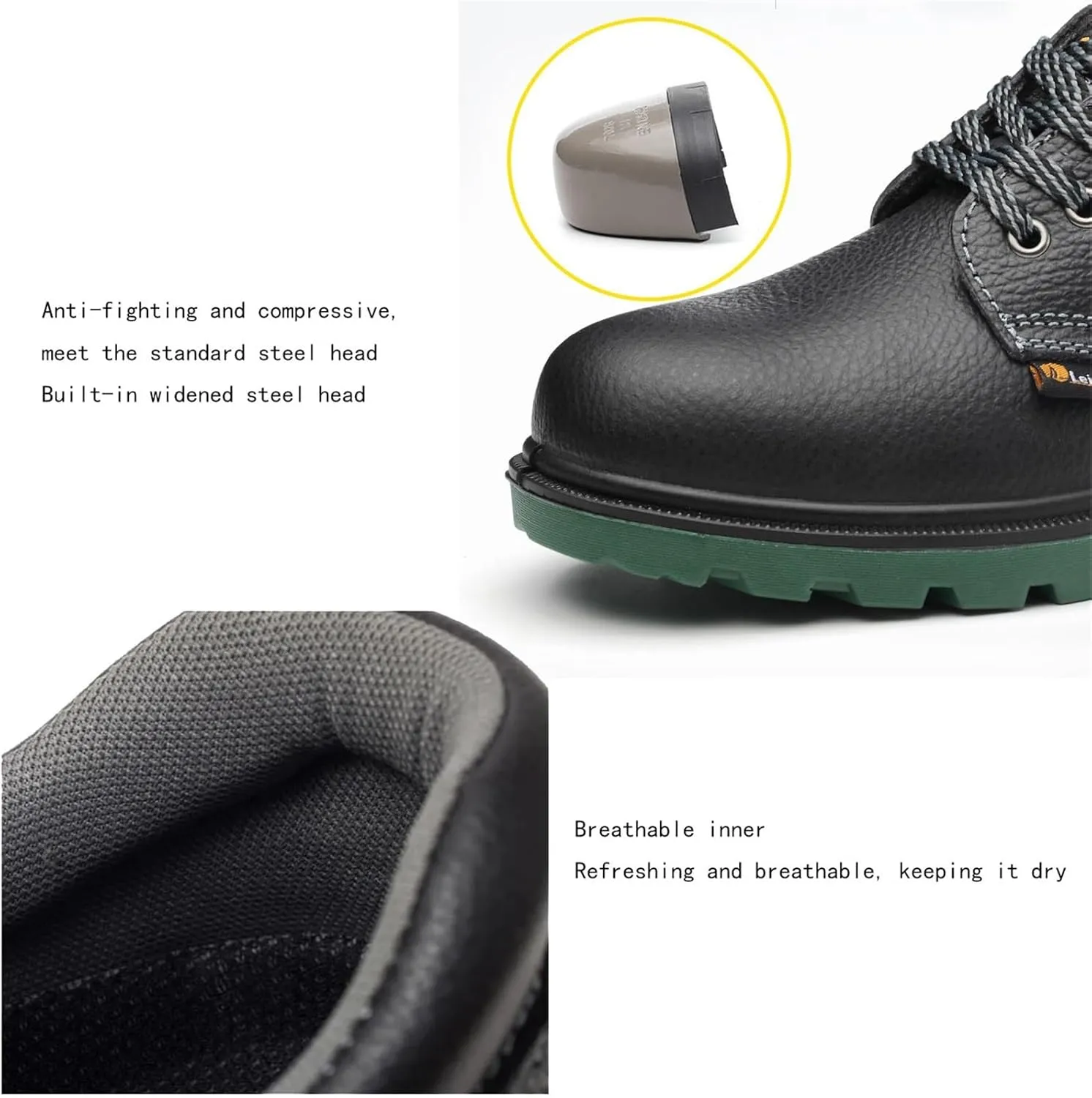 Men's Lace-Up Safety Steel Toe Anti-Puncture Anti Kick Anti-Collision Chef Oil Resistant Work Shoes, Anti-Smash Waterproof Non Slip Restaurant Service Shoes, for Garden, Nurse, Kitchen