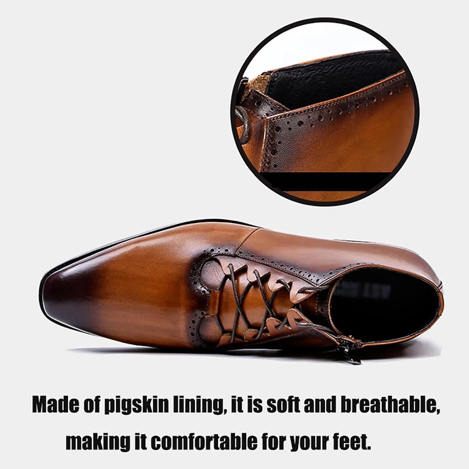 Men's Leather Boots For Business And Casual Wear Premium Cowhide Upper, Breathable Lining, Anti-Slip Rubber Sole For Office Weddings Leisure Outings