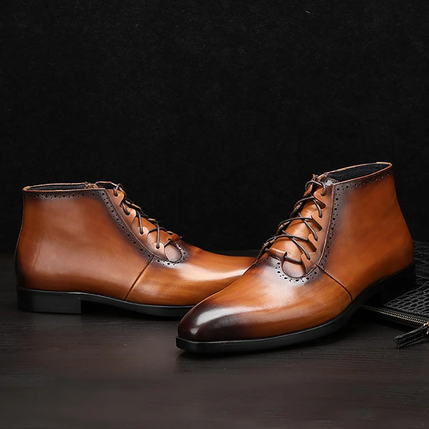 Men's Leather Boots For Business And Casual Wear Premium Cowhide Upper, Breathable Lining, Anti-Slip Rubber Sole For Office Weddings Leisure Outings