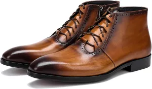 Men's Leather Boots For Business And Casual Wear Premium Cowhide Upper, Breathable Lining, Anti-Slip Rubber Sole For Office Weddings Leisure Outings