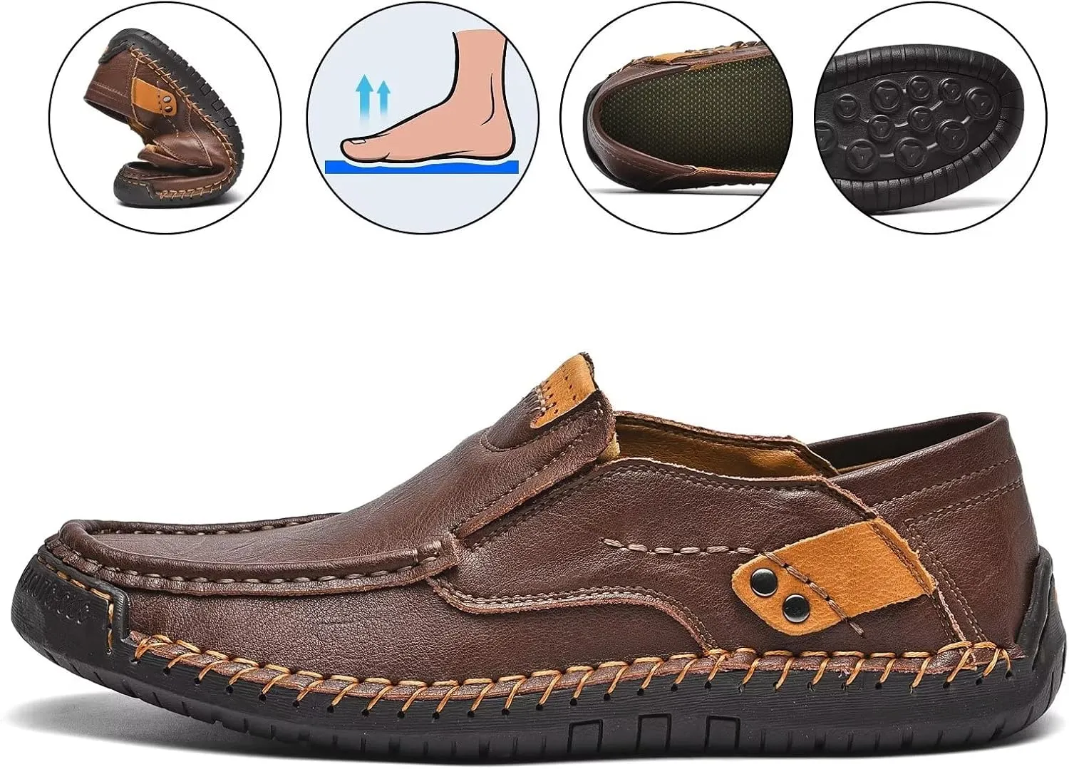 Men's Leather Loafers Slip On Shoes,Casual Fashion Business Arkget Office Driving Shoes for Men【includes Extra Insole】