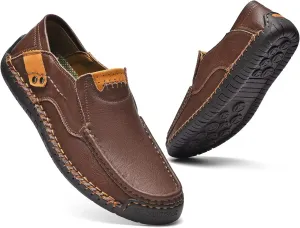 Men's Leather Loafers Slip On Shoes,Casual Fashion Business Arkget Office Driving Shoes for Men【includes Extra Insole】