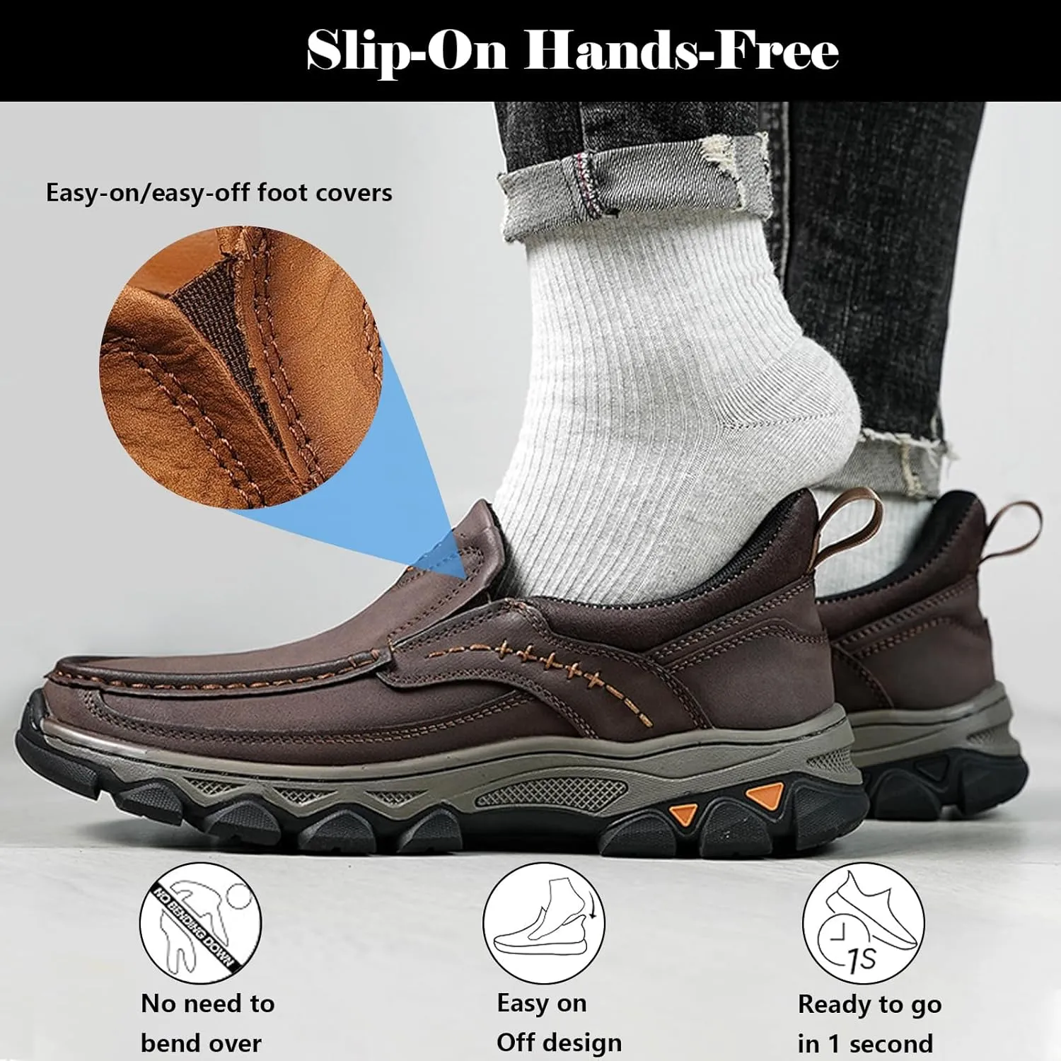 Mens Loafer Casual Shoes, Waterproof Oxford, Lightweight Hiking Shoes, Slip on Walking Sneakers for Travel, Camping, Running