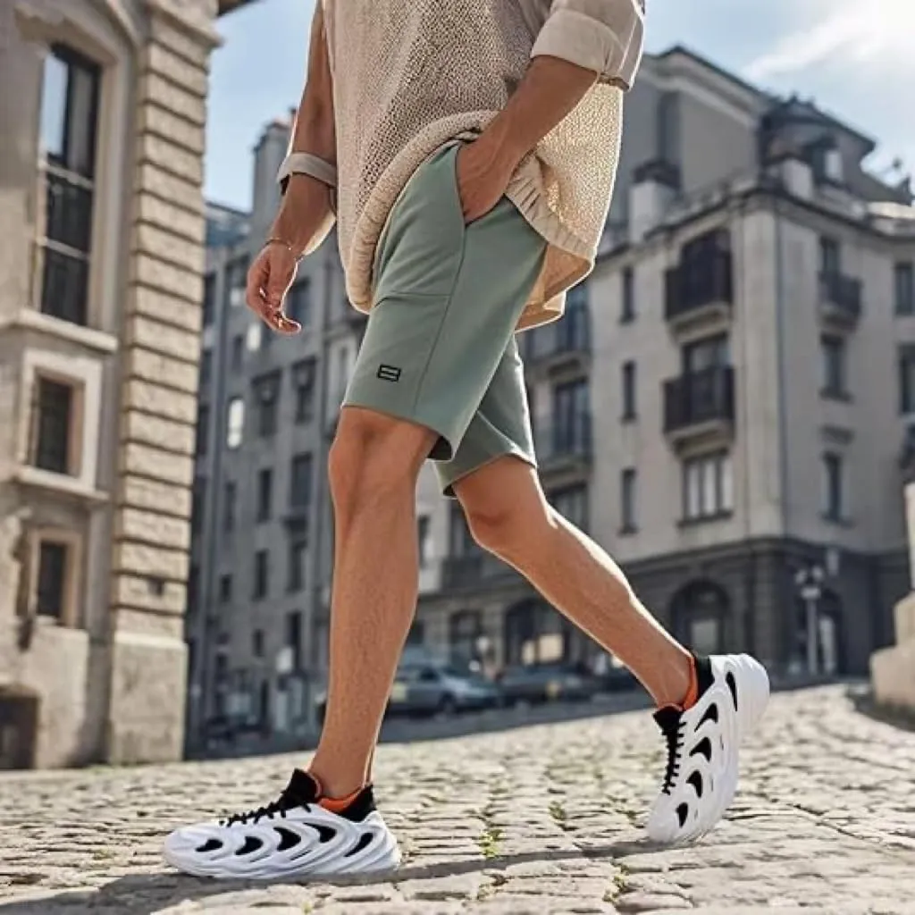 Men's Mesh Running Shoes Lightweight Breathable Cushioned Sole White Sneakers for Gym Workouts Outdoor Training