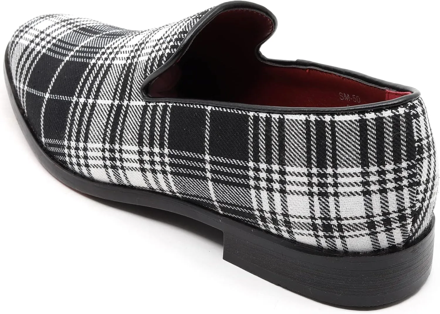 Men's Vintage Plaid Fashion Smoking Slipper Dress Tuxedo Loafers Slip On Shoes SM-50