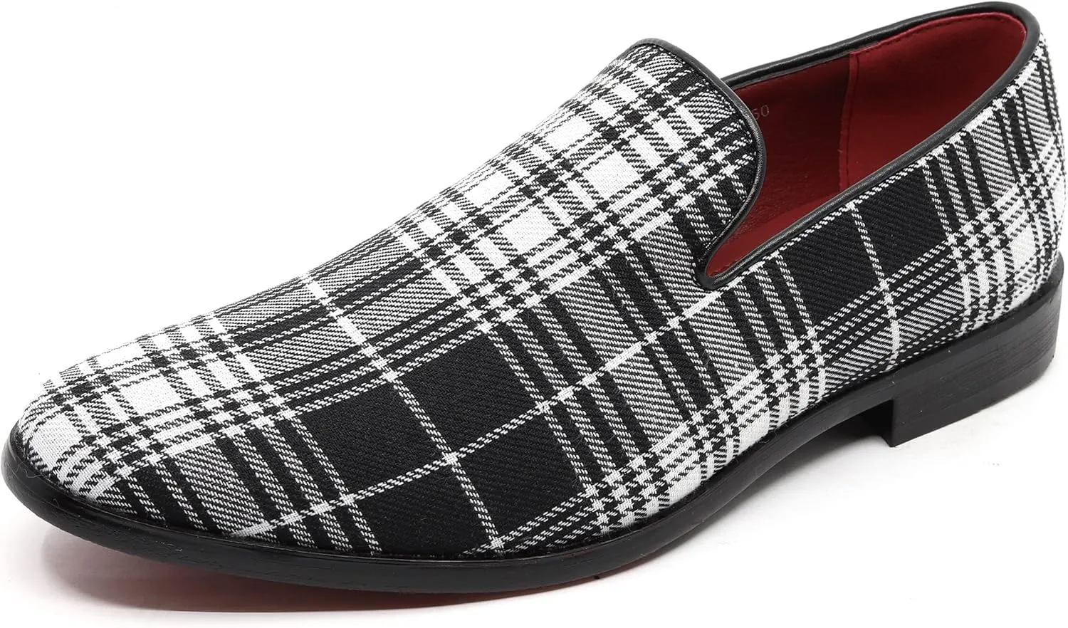 Men's Vintage Plaid Fashion Smoking Slipper Dress Tuxedo Loafers Slip On Shoes SM-50