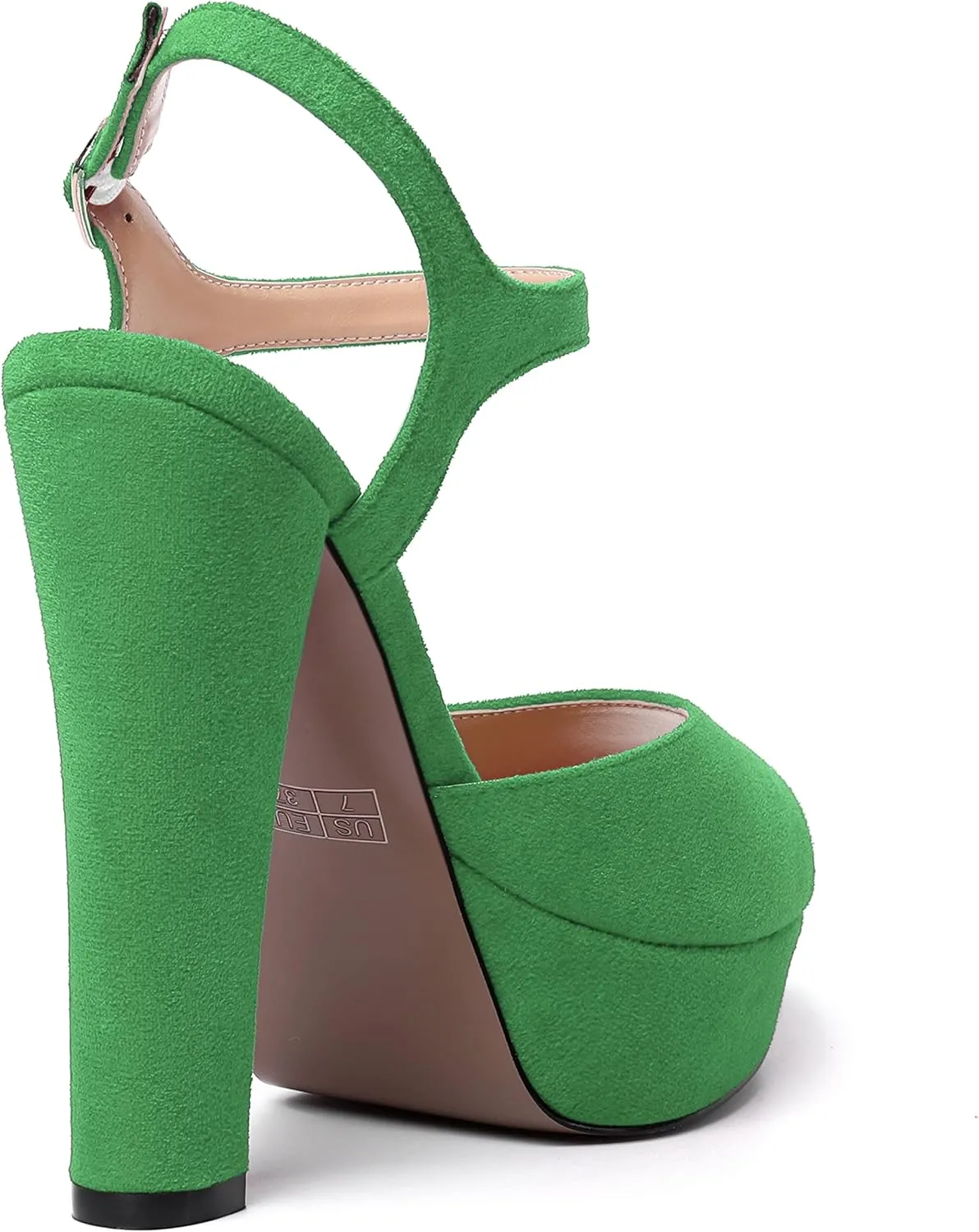 MERRORI Womens Ankle Strap Platform Fashion Party Solid Peep Toe Buckle Matte Chunky High Heel Sandals 5 Inch