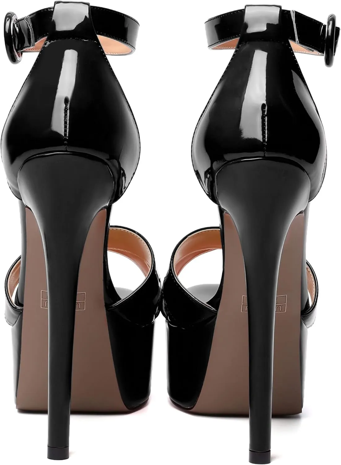 MERRORI Womens Party Open Toe Sexy Ankle Strap Buckle Patent Stiletto High Heel Sandals 6 Inch