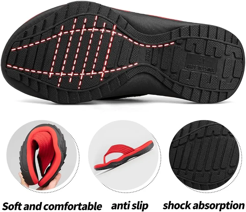 MGGMOKAY Men's Flip Flops Sandal Comfortable Thong Sandals Arch Support Casual T-Strap Sandals for Men Summer Beach Slides Shoes
