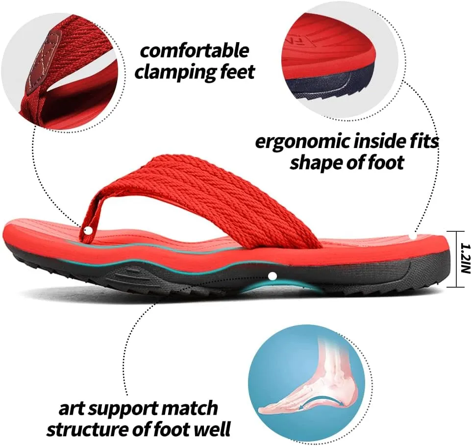 MGGMOKAY Men's Flip Flops Sandal Comfortable Thong Sandals Arch Support Casual T-Strap Sandals for Men Summer Beach Slides Shoes
