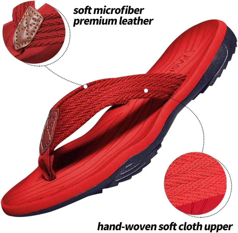 MGGMOKAY Men's Flip Flops Sandal Comfortable Thong Sandals Arch Support Casual T-Strap Sandals for Men Summer Beach Slides Shoes