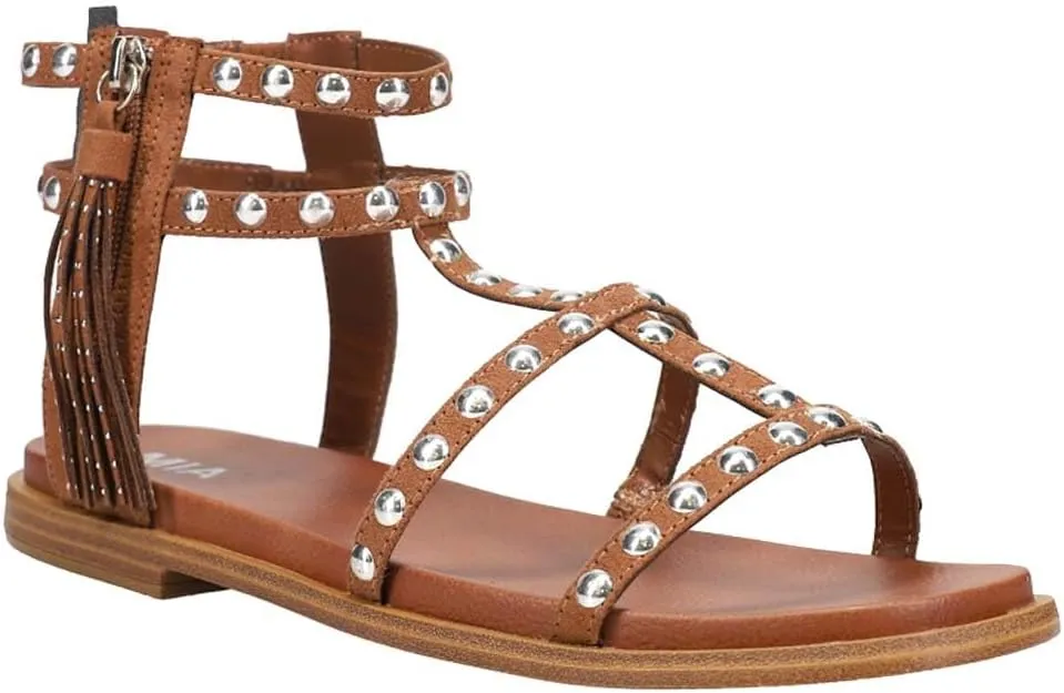 MIA Womens Kathalina Studded Gladiator Casual Sandals Casual - Brown