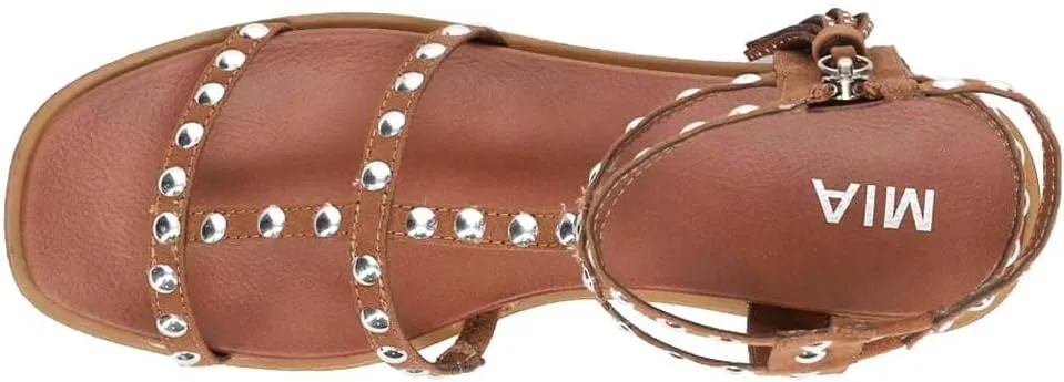 MIA Womens Kathalina Studded Gladiator Casual Sandals Casual - Brown