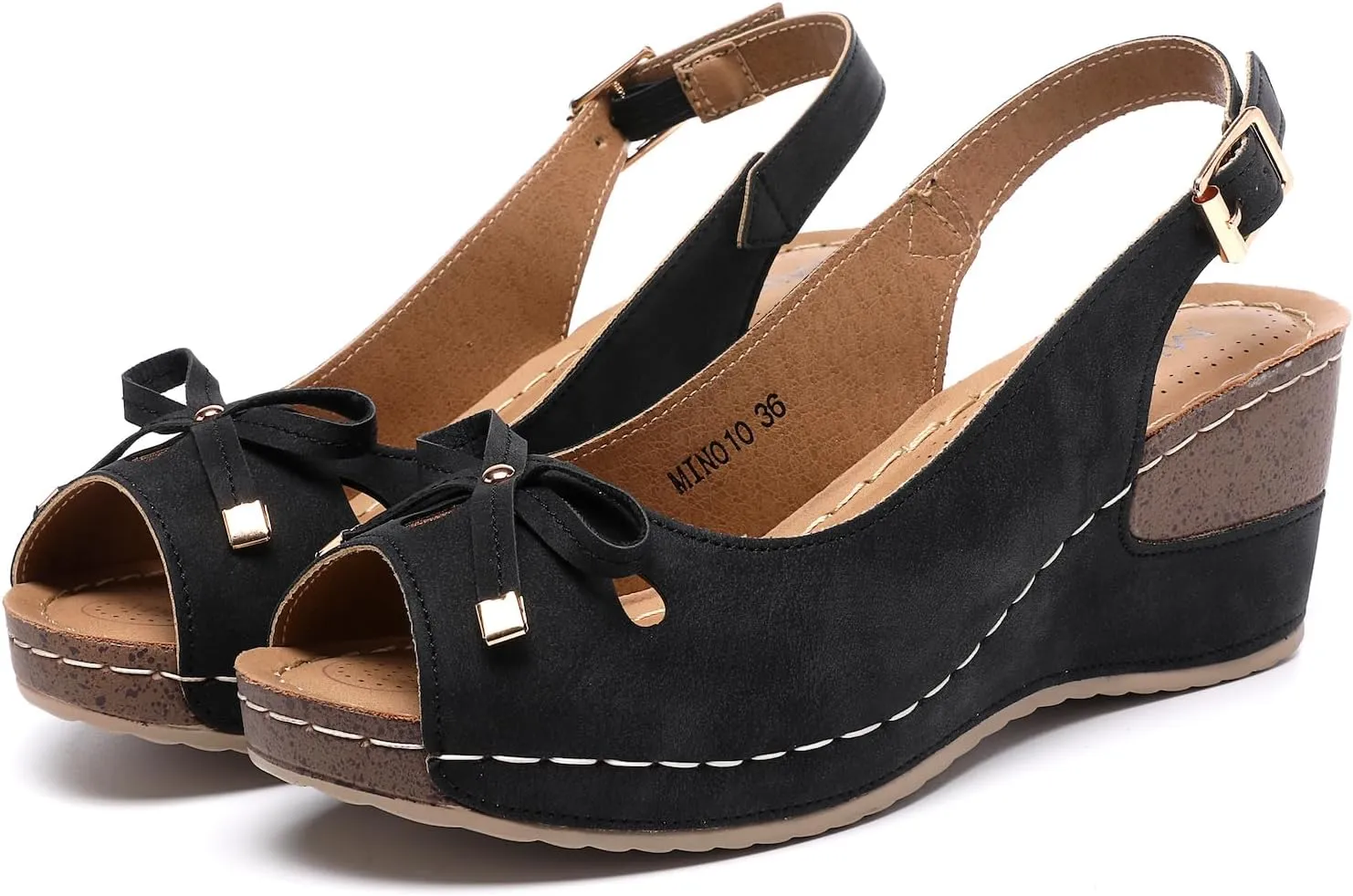Mintzice Women's Peep Toe Casual Comfortable Ankle Strap Dressy Wedge Sandals