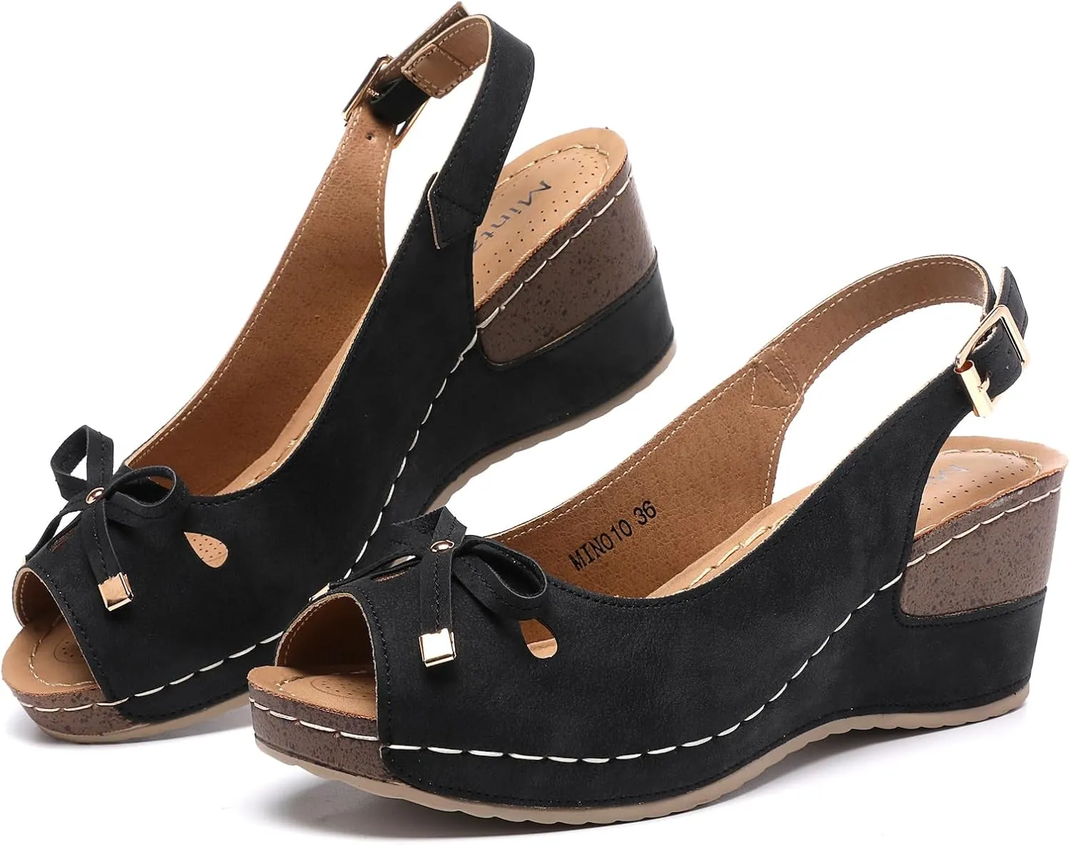 Mintzice Women's Peep Toe Casual Comfortable Ankle Strap Dressy Wedge Sandals