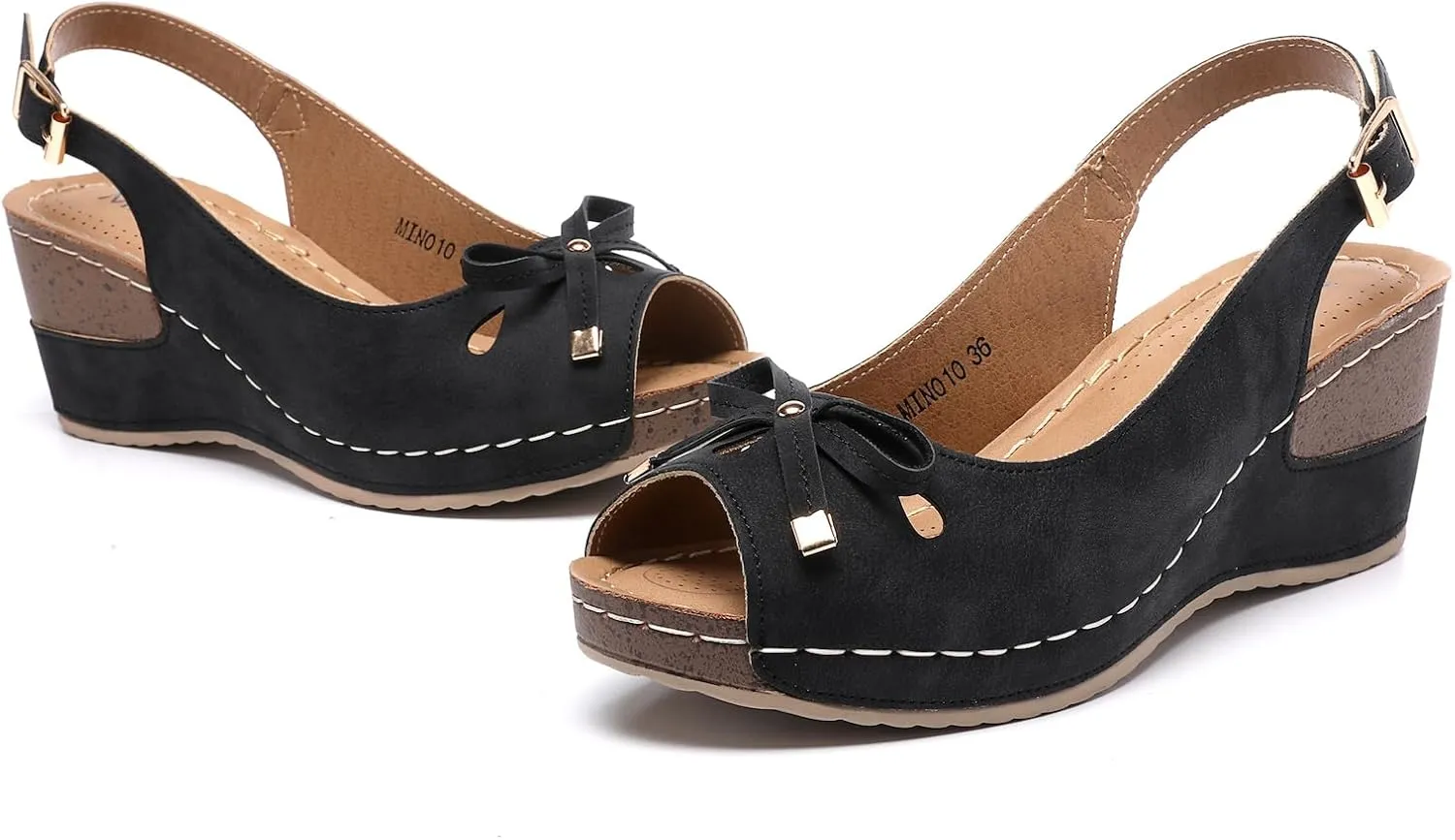 Mintzice Women's Peep Toe Casual Comfortable Ankle Strap Dressy Wedge Sandals