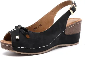 Mintzice Women's Peep Toe Casual Comfortable Ankle Strap Dressy Wedge Sandals
