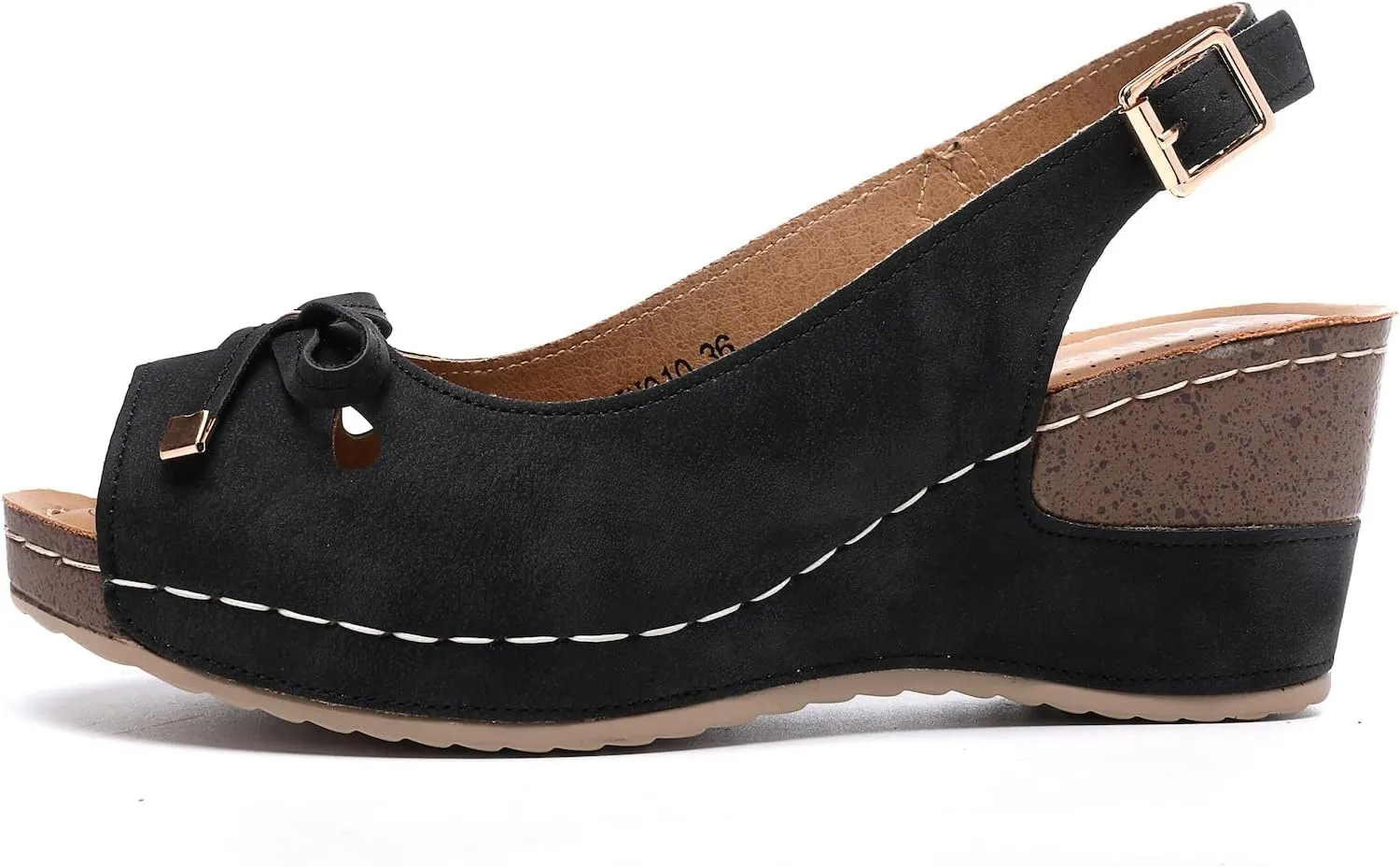 Mintzice Women's Peep Toe Casual Comfortable Ankle Strap Dressy Wedge Sandals