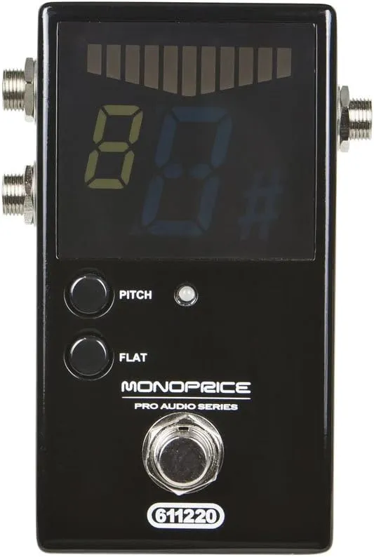 Monoprice Chromatic Pedal Tuner - Black, Normal & True-Bypass Outputs, Easy to Tune Your Bass & Guitars - Stage Right Series