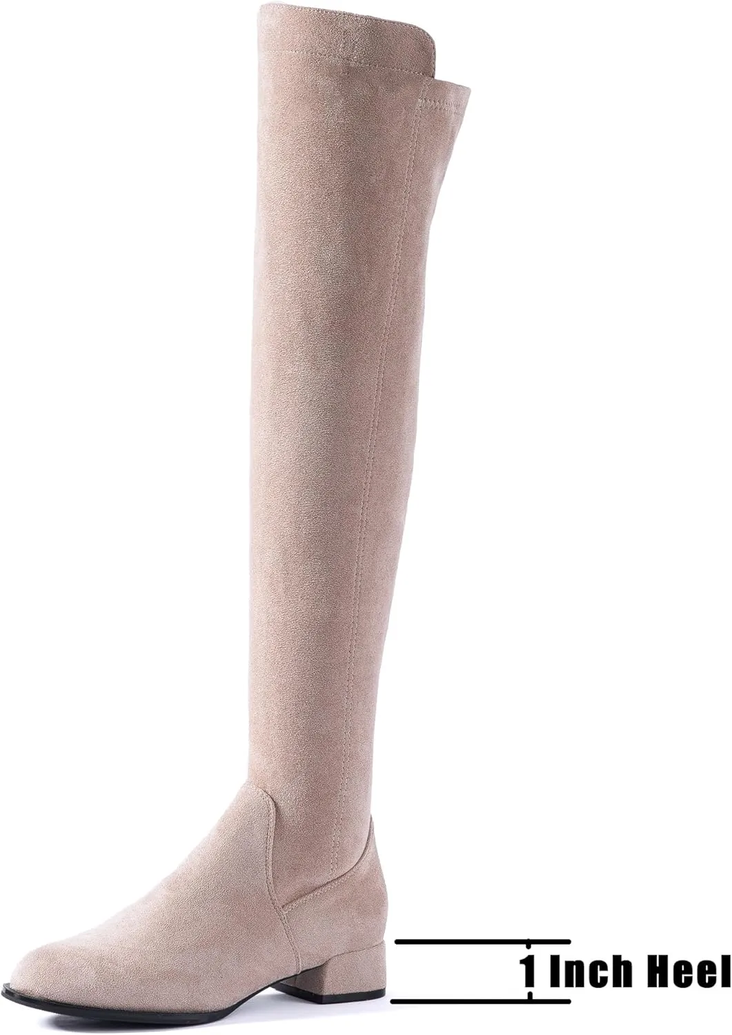 Mtzyoa Women Over The Knee Boots Suede Thigh High Low Block Heel Stretch OTK Walking Comfort