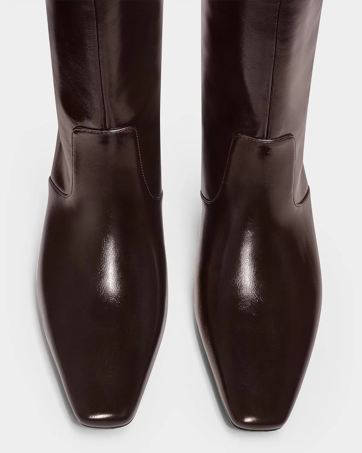 MUCCCUTE Knee High Boots - Boots for Women Square Toe Chunky Heels Tall Boots Pull-On PU Low Block Heel Long Boot