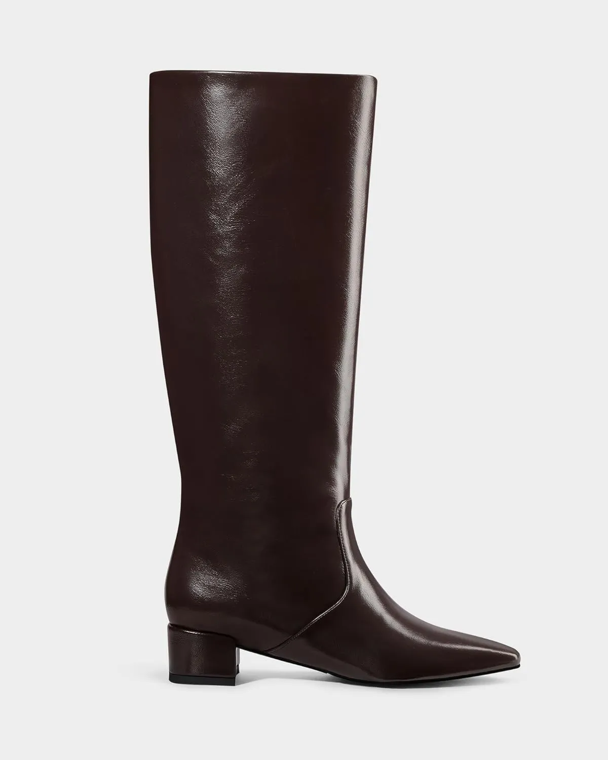 MUCCCUTE Knee High Boots - Boots for Women Square Toe Chunky Heels Tall Boots Pull-On PU Low Block Heel Long Boot