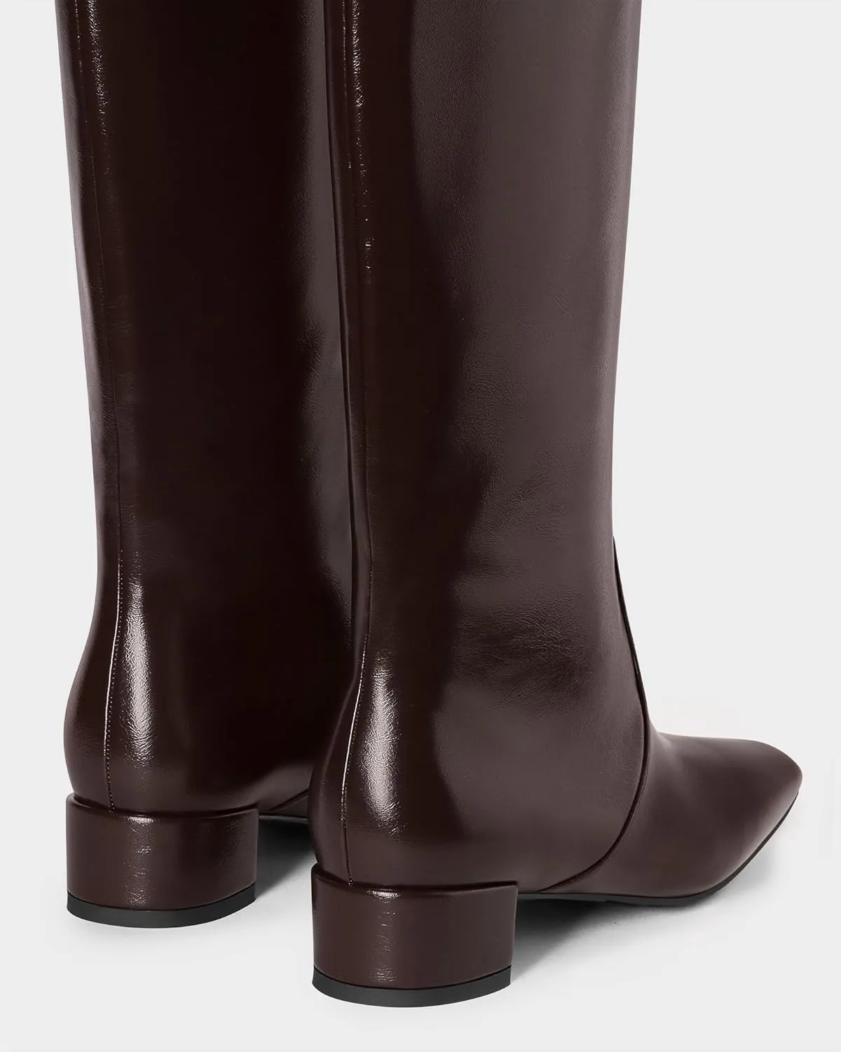 MUCCCUTE Knee High Boots - Boots for Women Square Toe Chunky Heels Tall Boots Pull-On PU Low Block Heel Long Boot