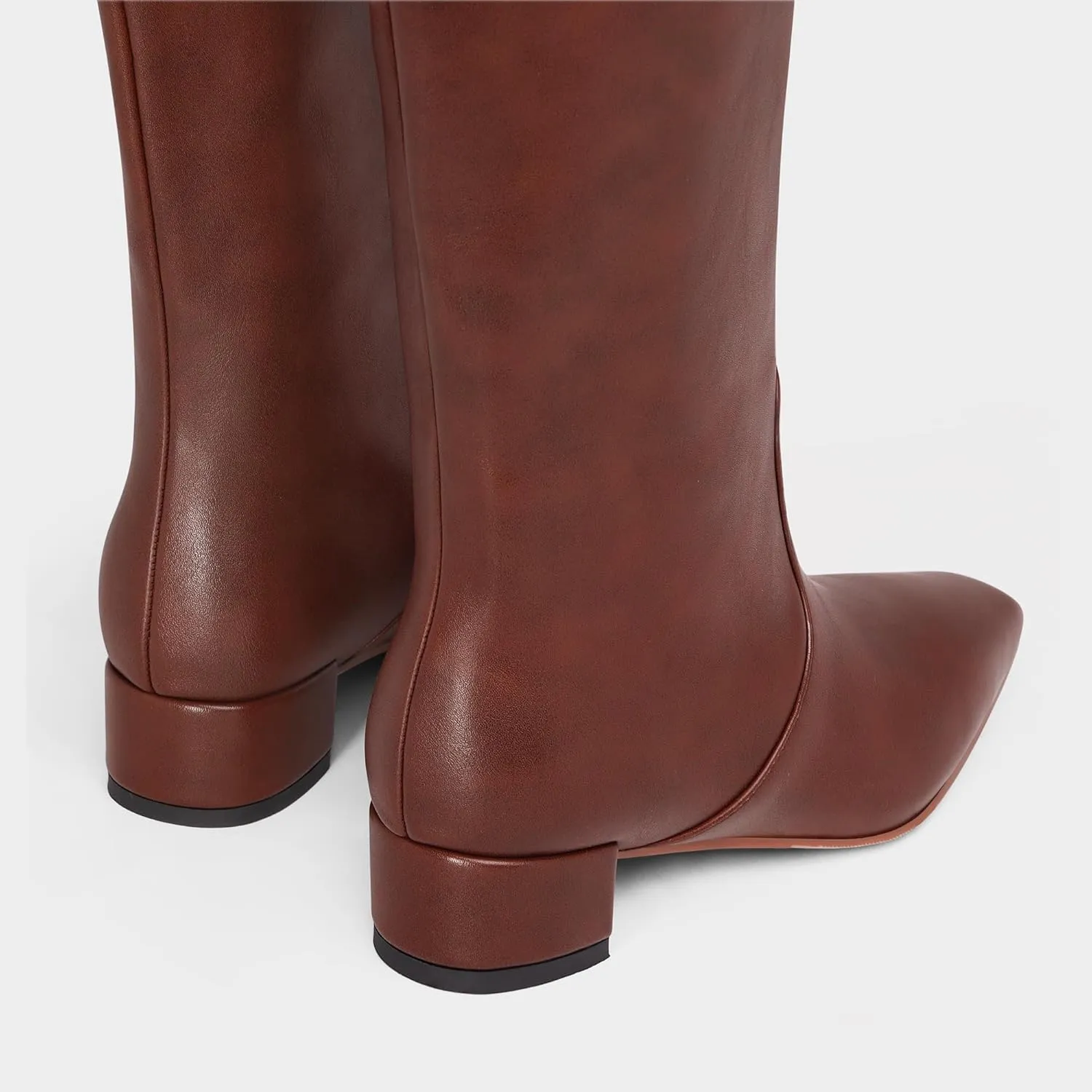 MUCCCUTE Knee High Boots - Boots for Women Square Toe Chunky Heels Tall Boots Pull-On PU Low Block Heel Long Boot