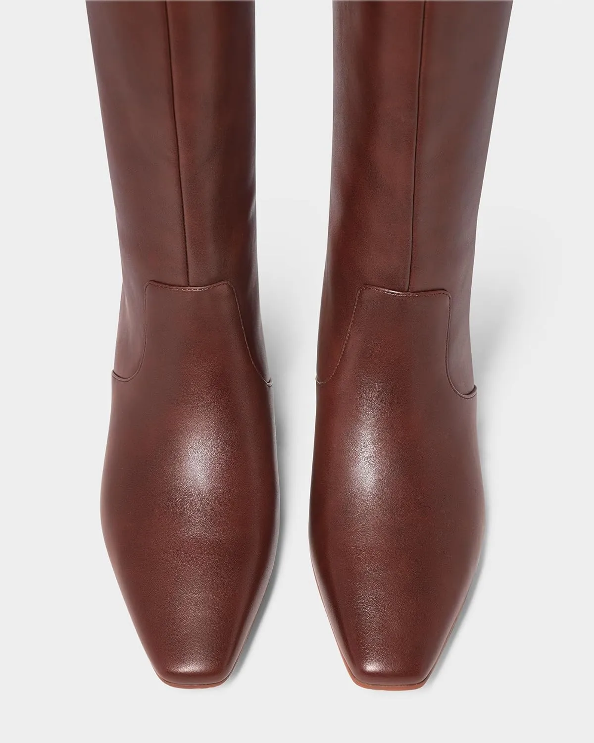 MUCCCUTE Knee High Boots - Boots for Women Square Toe Chunky Heels Tall Boots Pull-On PU Low Block Heel Long Boot