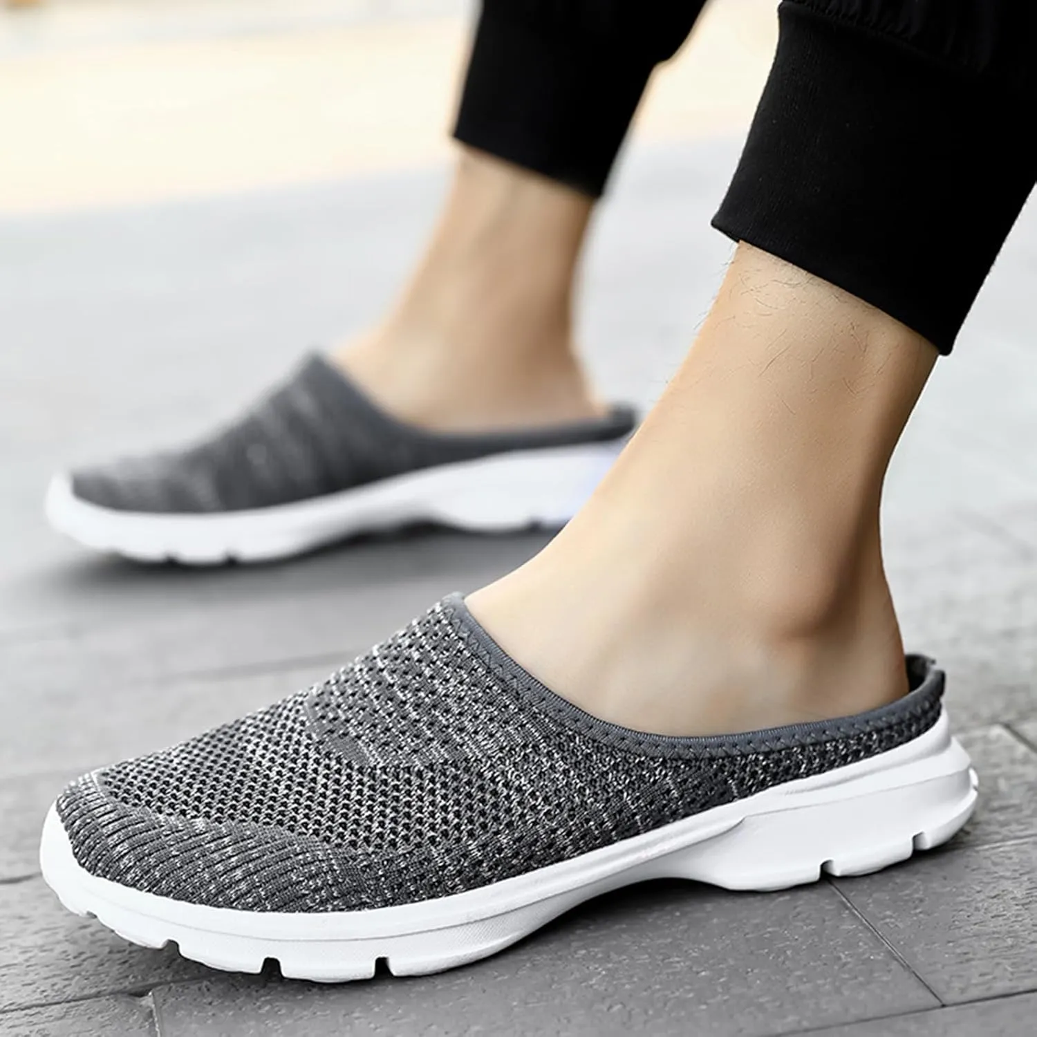 Mules for Women 2025 Garden Clogs Shoes Slip on Sneakers Women Arch Support Orthopedic Shoes Backless Sneakers Armadillo Clogs Summer Knit Flats Lightweight Breathable Comfortable Walking Shoe
