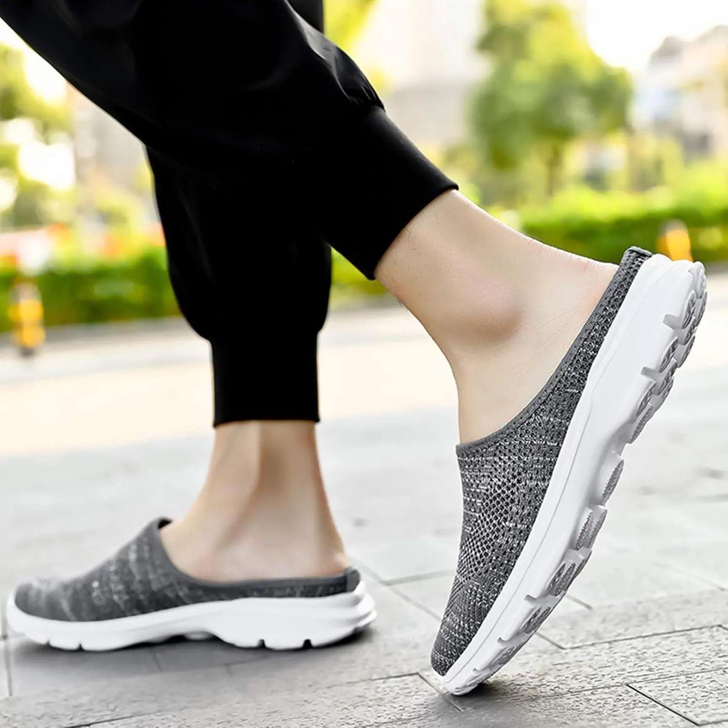 Mules for Women 2025 Garden Clogs Shoes Slip on Sneakers Women Arch Support Orthopedic Shoes Backless Sneakers Armadillo Clogs Summer Knit Flats Lightweight Breathable Comfortable Walking Shoe
