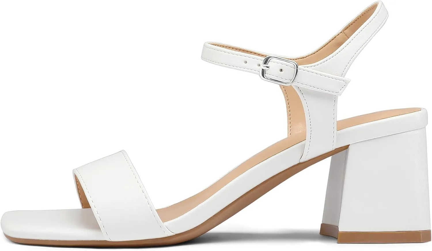 mysoft Women's Chunky Block Low Heels Open Toe Ankle Strap Heeled Sandals Comfortable Square Toe Wedding Party Dress Pump Shoes