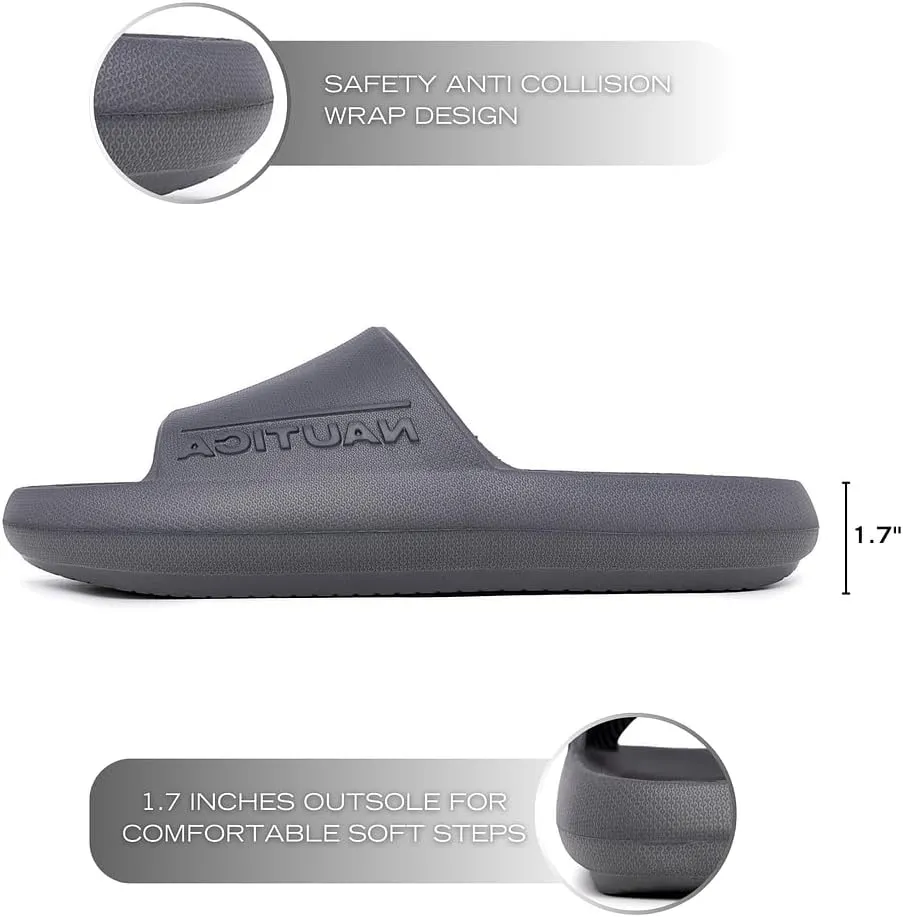 Nautica Men's Cushioned Slip-On Shower Slides – Lightweight EVA Foam Athletic Sandals for Pool, Beach, Gym, and Casual Wear