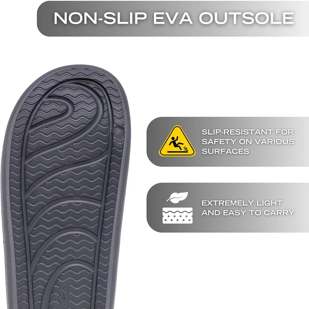 Nautica Men's Cushioned Slip-On Shower Slides – Lightweight EVA Foam Athletic Sandals for Pool, Beach, Gym, and Casual Wear