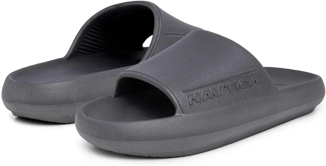 Nautica Men's Cushioned Slip-On Shower Slides – Lightweight EVA Foam Athletic Sandals for Pool, Beach, Gym, and Casual Wear
