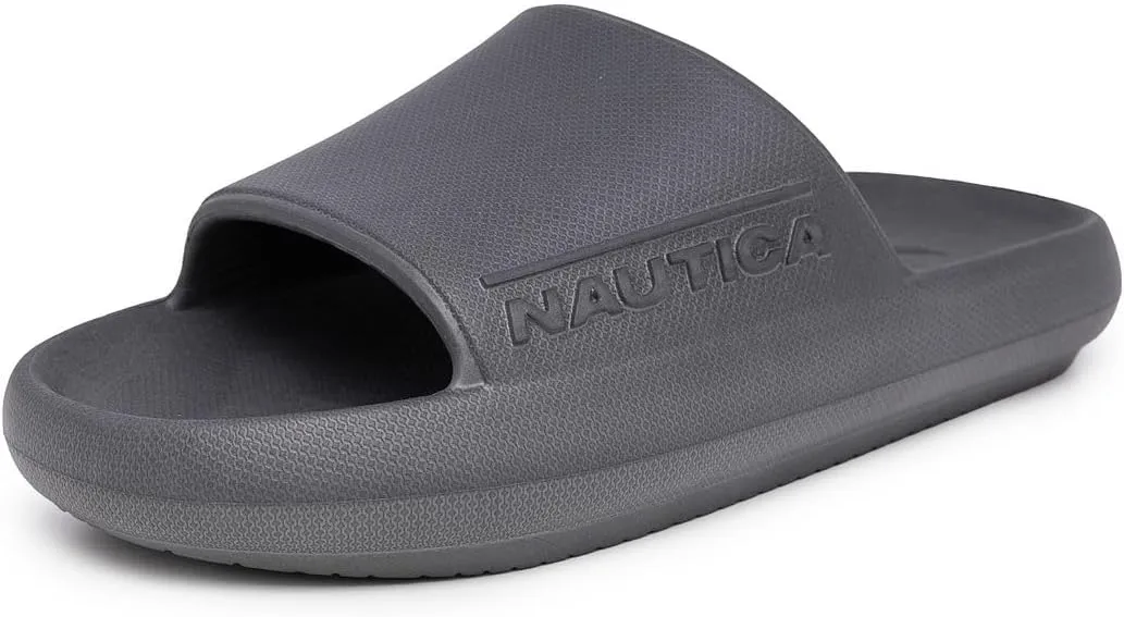 Nautica Men's Cushioned Slip-On Shower Slides – Lightweight EVA Foam Athletic Sandals for Pool, Beach, Gym, and Casual Wear