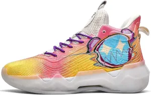 Neutral Fluorescent Basketball Shoes, Men Shoes Womens Shoes, Super Light Sneakers High Top, Graffiti Style (4.5 Men/6.5 Women,Yellow)