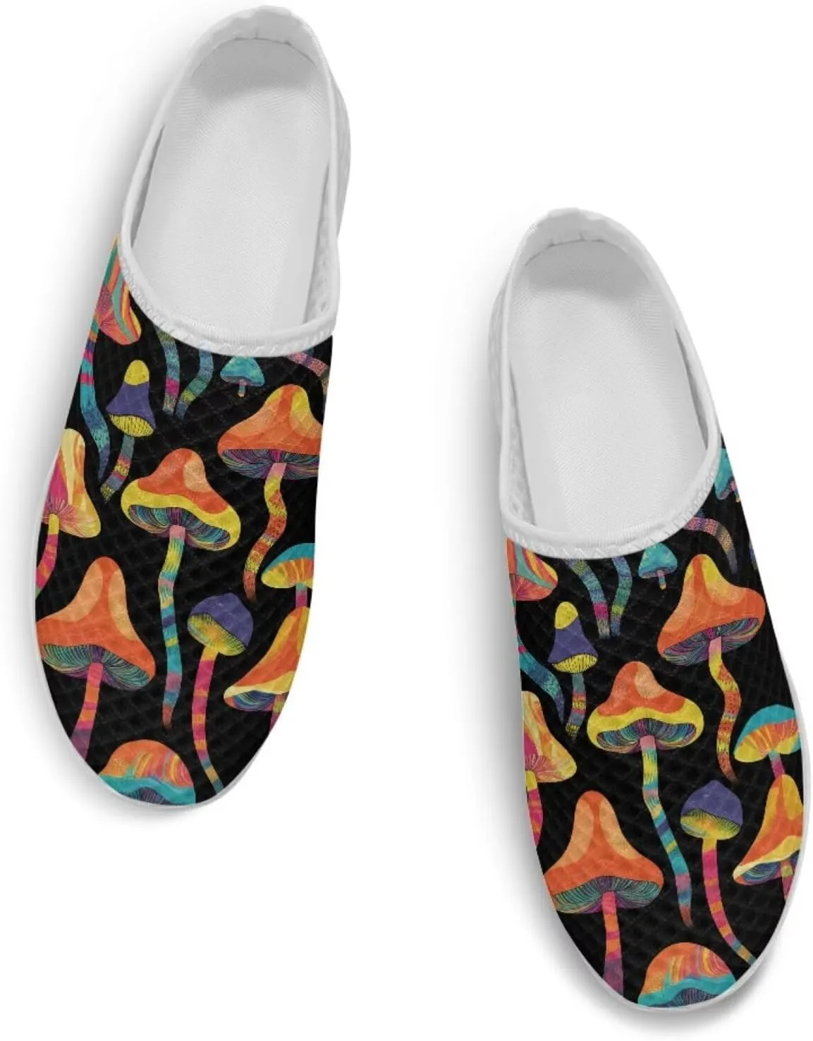 Novelty Mushrooms Women's Slip On Mule Sneakers Anti-Slip Walking Shoes with Elastic Thick Sole for Outdoor Indoor