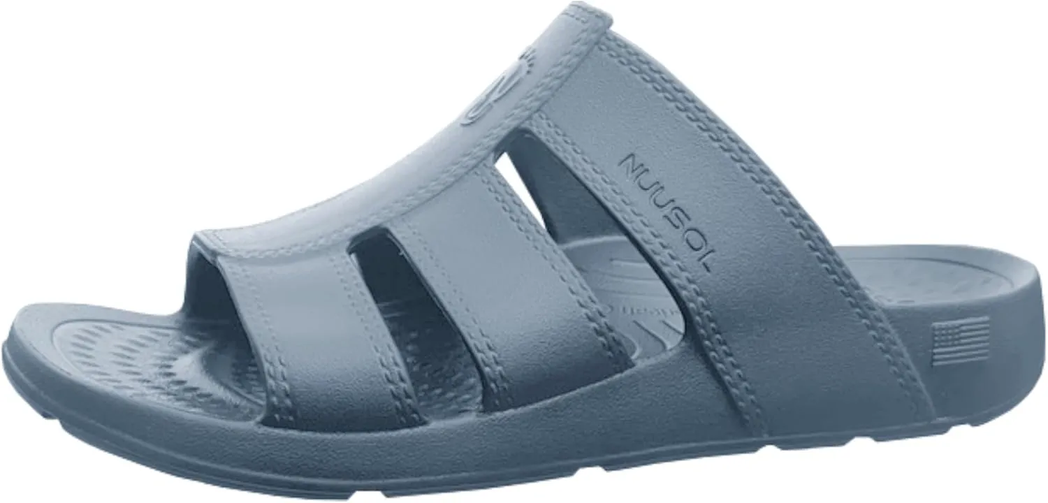 NUUSOL Stanley Slide Men Flip Flops/Sandal; Non-Slip Durable Soft-Cushion Lightweight Non-Porous Textured Footbed Orthotics Arch Support Footwear Relieve Plantar Fasciitis Feet Joints Neck & Back Pain